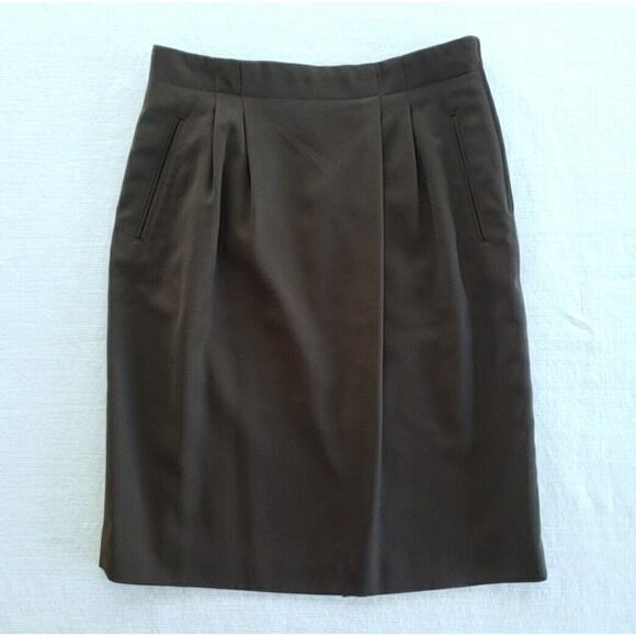 Vintage Charter Club Jane Justin Wool Skirt Womens 12 Brown Classic Preppy Retro - Picture 1 of 12